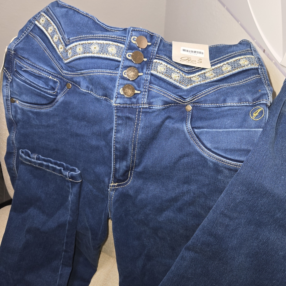 100% Colombian Jean / Push'up LARA High Rise Blue Gold Jeans